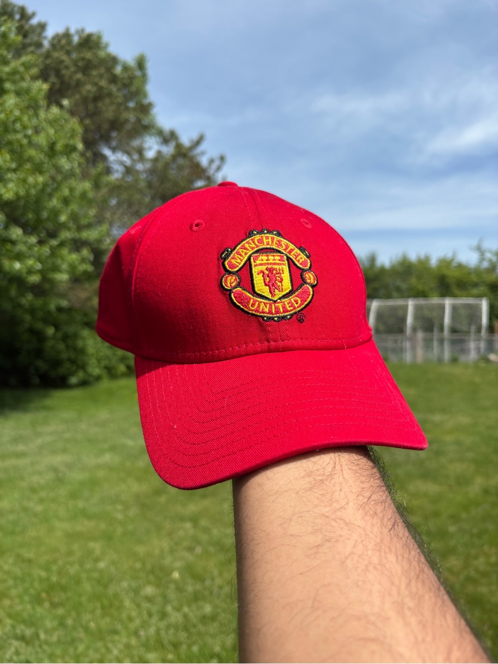 Manchester United Embroidered Logo Badge 100% Cotton Red 6 Panel Hat Cap OSFA
